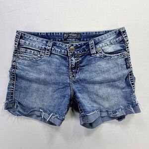 Silver Jeans Co McKenzie Shorts Size 31 Blue Denim Distressed Frayed